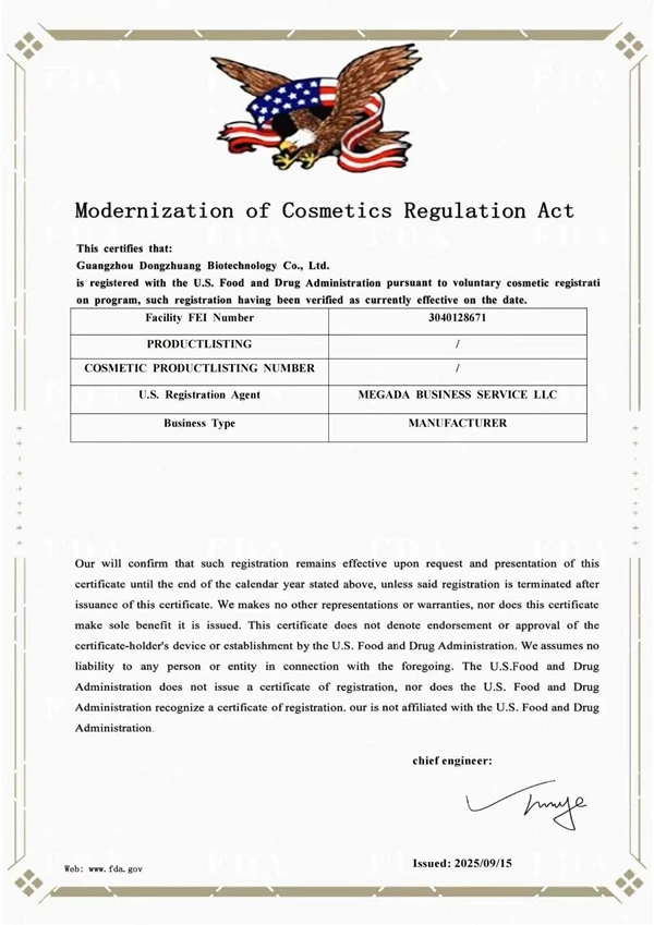 FDA Certificate