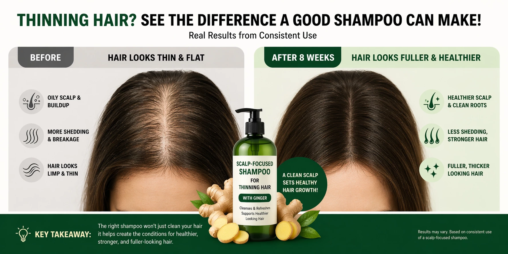 Before and after photos of shampoos for thinning hair
