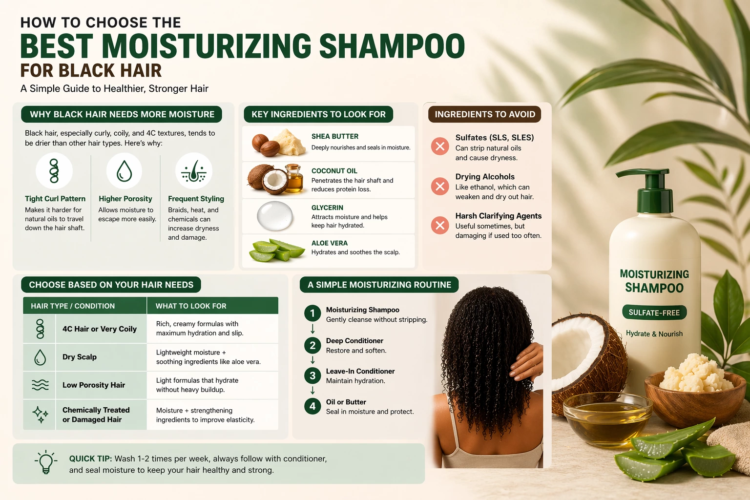 Black hair moisturizing shampoo article ingredient pictures