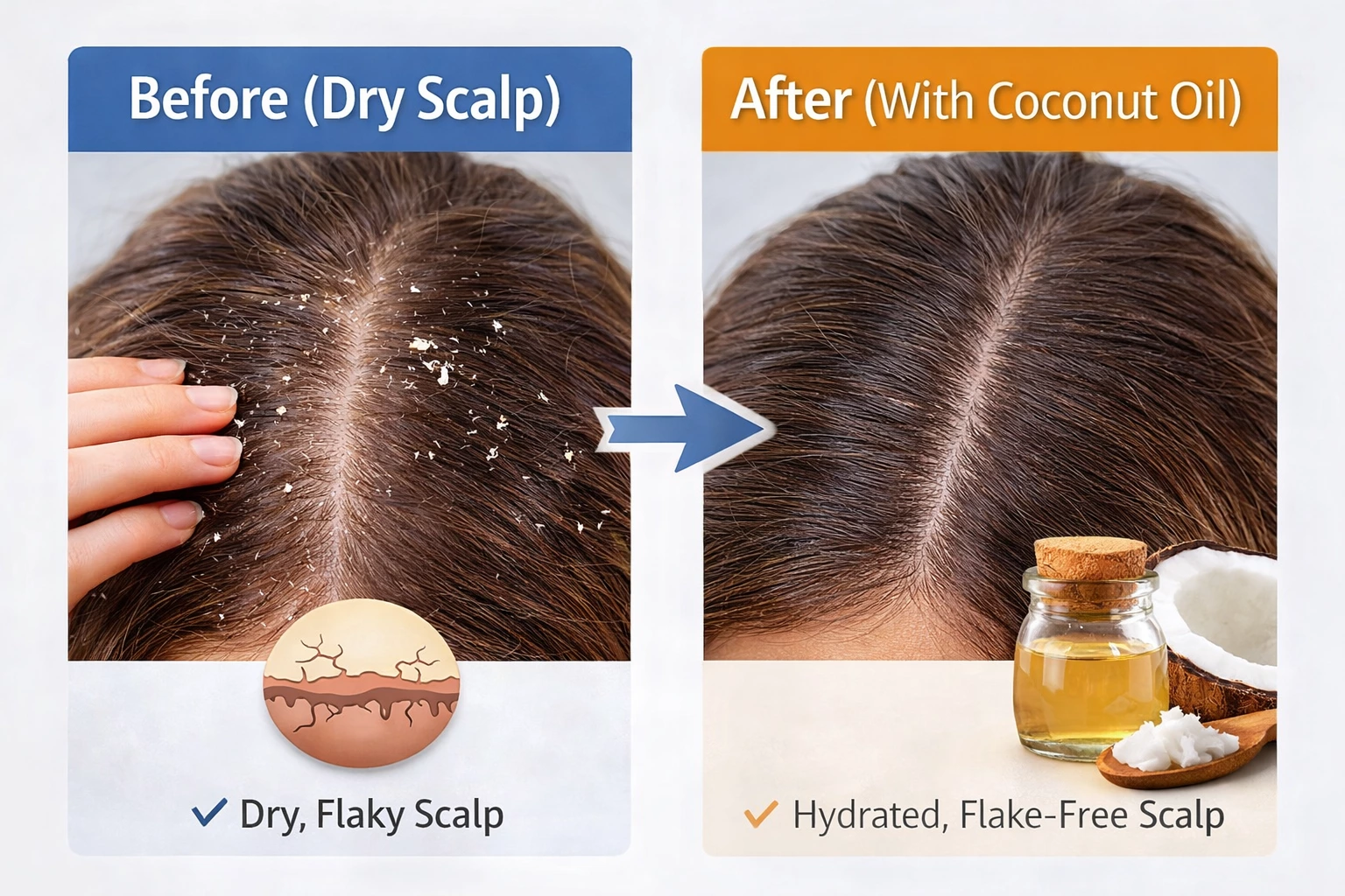 Coconut oil shampoo article with before and after photos