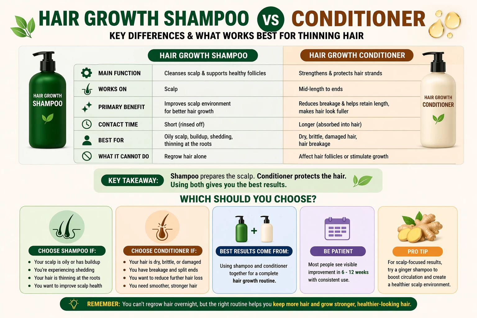 Comparison of hair growth shampoo and conditioner
