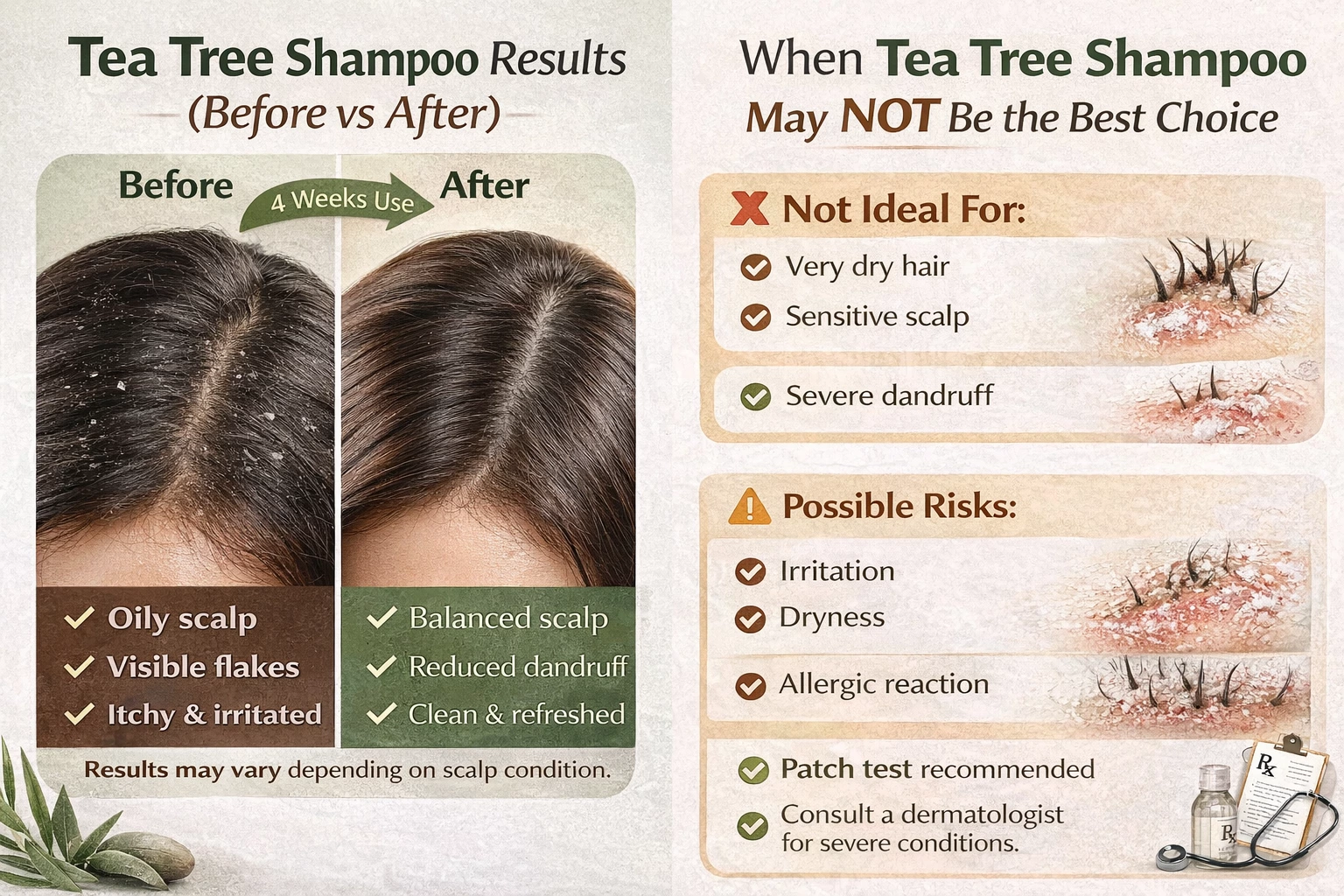 Tea tree shampoo before and after comparison photos